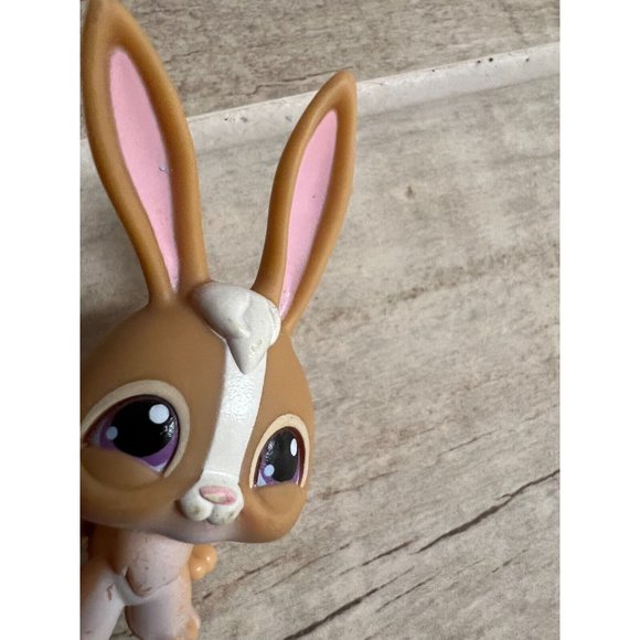 Littlest Pet Shop Bunny Rabbit #28 LPS 28 figure Tan Purple Dot Eyes Long Ears‎ - Picture 2 of 5